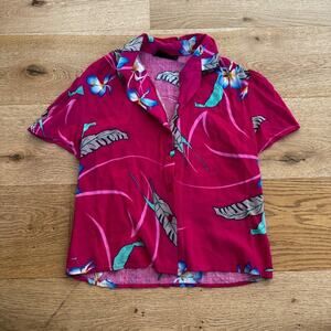 D Raymond Hawaiian Style Short Sleeve Shirt in Hot Pink